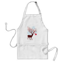 Christmas Deer with tree branch antlers Apron
