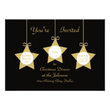 Christmas Dinner Party Invitation, Christmas Stars