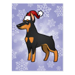 Christmas Doberman Pinscher (pointy ears) Postcard