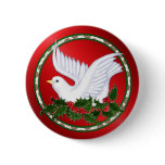Christmas Dove & Holly Buttons