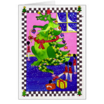 Christmas Dragon Tree Greeting Cards