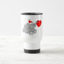 Christmas Elephant Heart Coffee Mug