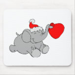 Christmas Elephant Heart mousepads