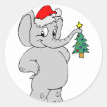 Christmas Elephant Round Sticker
