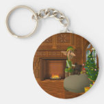 christmas Elf at work Keychains