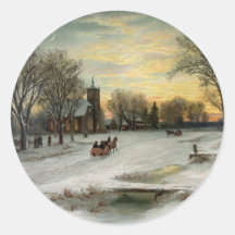 Christmas Eve Night Round Sticker