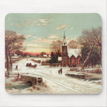 Christmas Eve Winter Scene mousepad