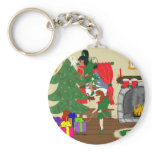 Christmas Fairies Trimming the Tree Keychain