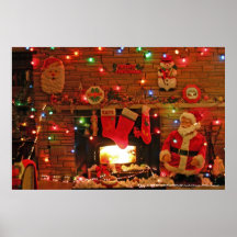 CHRISTMAS FIREPLACE POSTERS