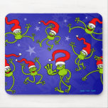 Christmas Frogs jumping, dancing and celebrating! Mousepads