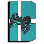 Christmas gift ornaments blue ribbons bows photo sculptures
