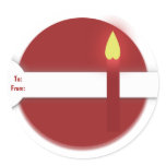 Christmas gift tag candle red stickers