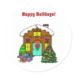 Christmas Gingerbread House and Happy Holidays stickers