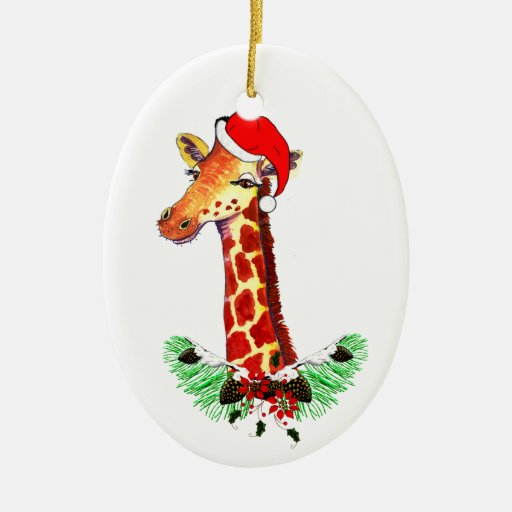 christmas giraffe ceramic oval decoration zazzle christmas giraffe ceramic oval decoration zazzle