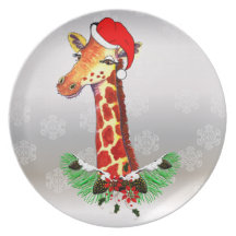 Christmas Giraffe Dinner Plate