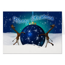 Christmas Giraffe With Giant Bauble Cards