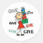 Christmas Give Give Give Round Stickers
