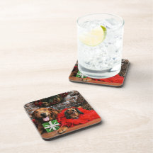 Christmas - Golden Retriever Max - Doxie - Chloe Coasters