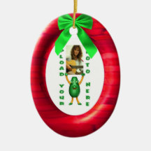 Christmas green ribbon red add photo portal christmas tree ornament