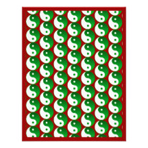 Christmas Green Yin & Yang Pattern Invite