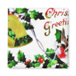 Christmas greeting with a bird and a bell magnets