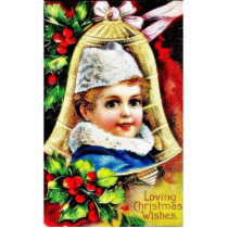 Christmas greeting with a boy in the bell cut outs