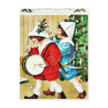 Christmas greeting with a guy beating drum and ano postcard