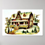 Christmas greeting with a man standing on the step print