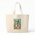 Christmas greeting with an angel carrying christma bags