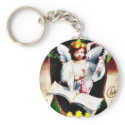 Christmas greeting with angel playing music keychains