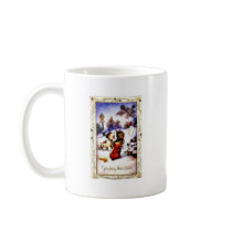 Christmas greeting with barking dog coffee mug