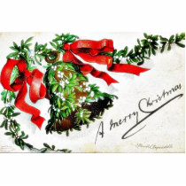 Christmas greeting with bell with ribbons cut out
