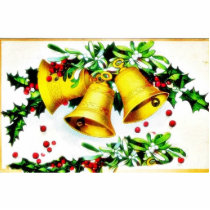 Christmas greeting with bells and holy leaves photo cutout