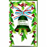 Christmas greeting with bells and holy leaves photo sculptures