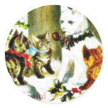 Christmas greeting with cats meeting stickers