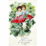 Christmas greeting with cute boy and a girl photo sculptures