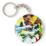 Christmas greeting with decorated bell with scenar keychains