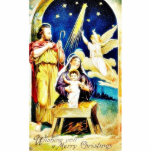 Christmas greeting with Jesus, Mary, joseph and an photo sculptures