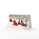Christmas greeting with kids snow slading cards