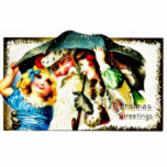 Christmas greeting with santa claus in umbrella wi photo sculptures