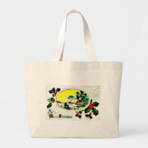 Christmas greeting with scenary canvas bag