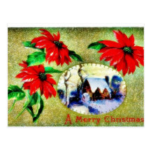 Christmas greeting with scenary post card