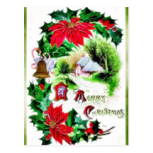 Christmas greeting with scenary post card