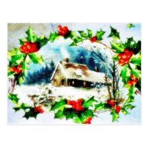 Christmas greeting with scenary post cards