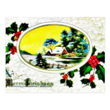 Christmas greeting with scenary postcard