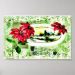 Christmas greeting with scenary poster