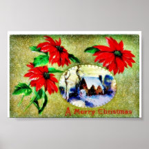 Christmas greeting with scenary posters