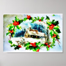 Christmas greeting with scenary posters