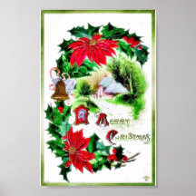 Christmas greeting with scenary posters