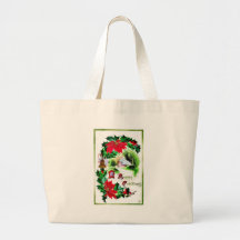 Christmas greeting with scenary tote bags